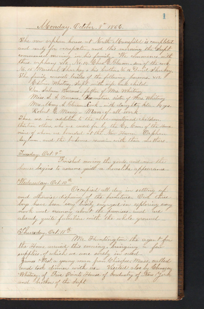 CT Soldiers' Orphans' Home Record Book