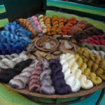 Skeins of silk dyed with plant-derived natural dyes
in modern day Laos