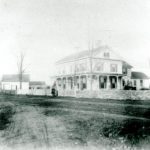 The Isaiah Ramsdell House as it appeared in 1874 when George and Rebecca (Ramsdell) Baldwin resided there. The Baldwins added the wrap-around porches to the house.